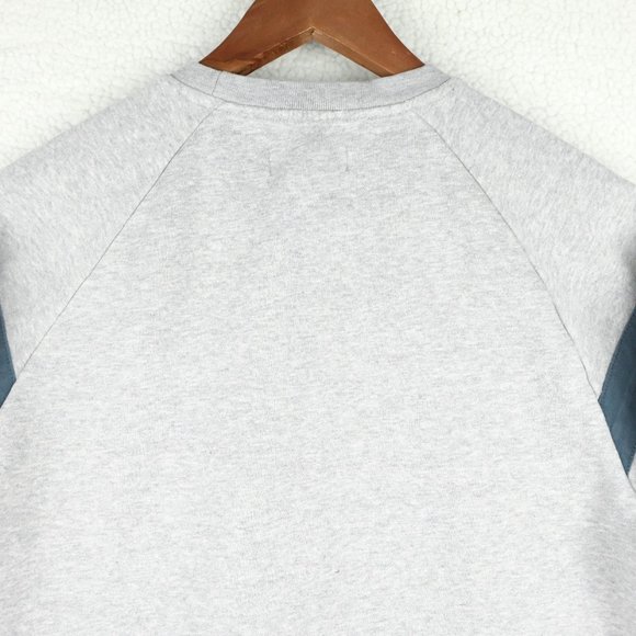 Adidas Trefoil Sweater Womens Small Gray Blue Striped Pullover Crew Sweatshirt - Picture 6 of 10